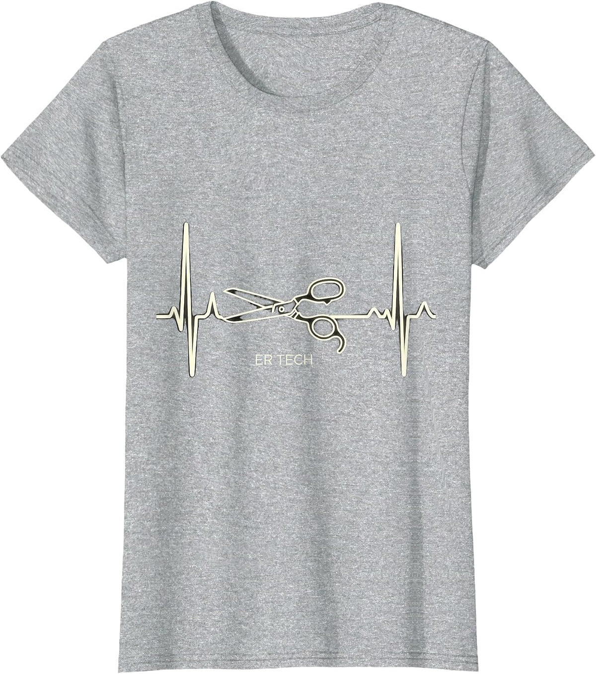 ER Tech Monochromatic EKG Pulse Line Medical Humor T-Shirt - Heather Grey