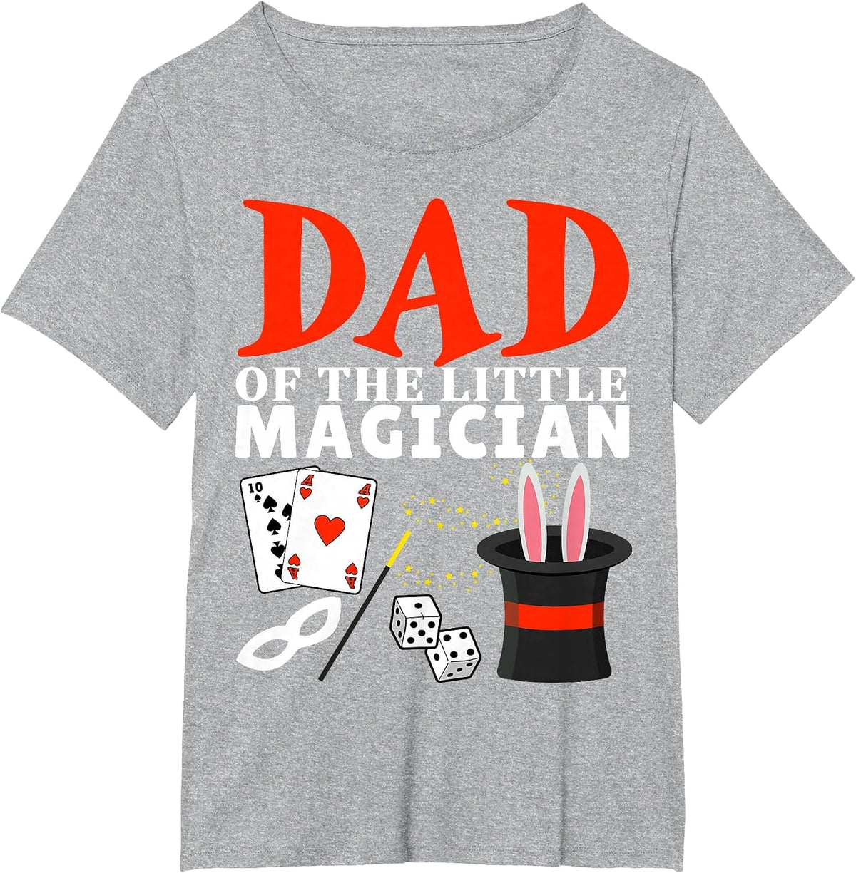 Dad of The Little Magician Birthday Party Kids Magic Theme T-Shirt - Heather Grey
