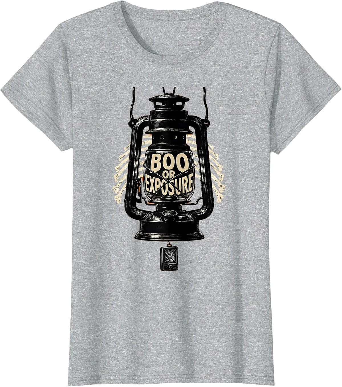 Women's Boo Or Exposure Scratchboard Radiology Tech Halloween T-Shirt - Heather Grey
