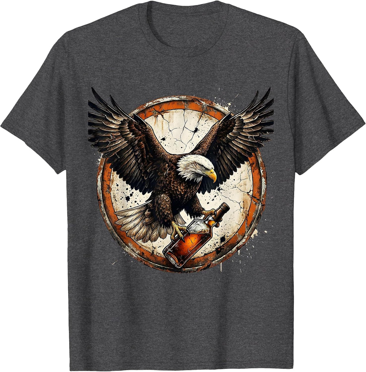 Eagle Whiskey Labor Day Graphic Design T-Shirt - Dark Heather Grey