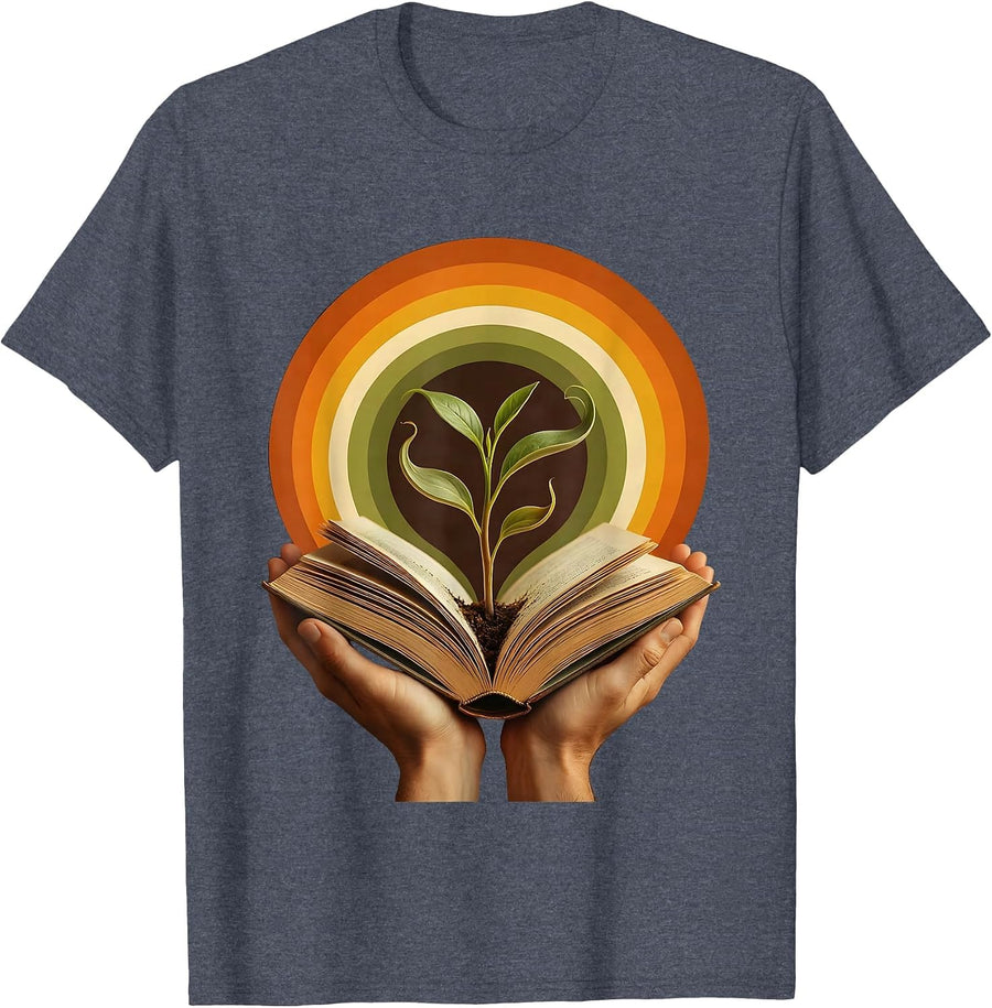 Paraprofessional Seedling Book Growth Illustration T-Shirt - Heather Blue