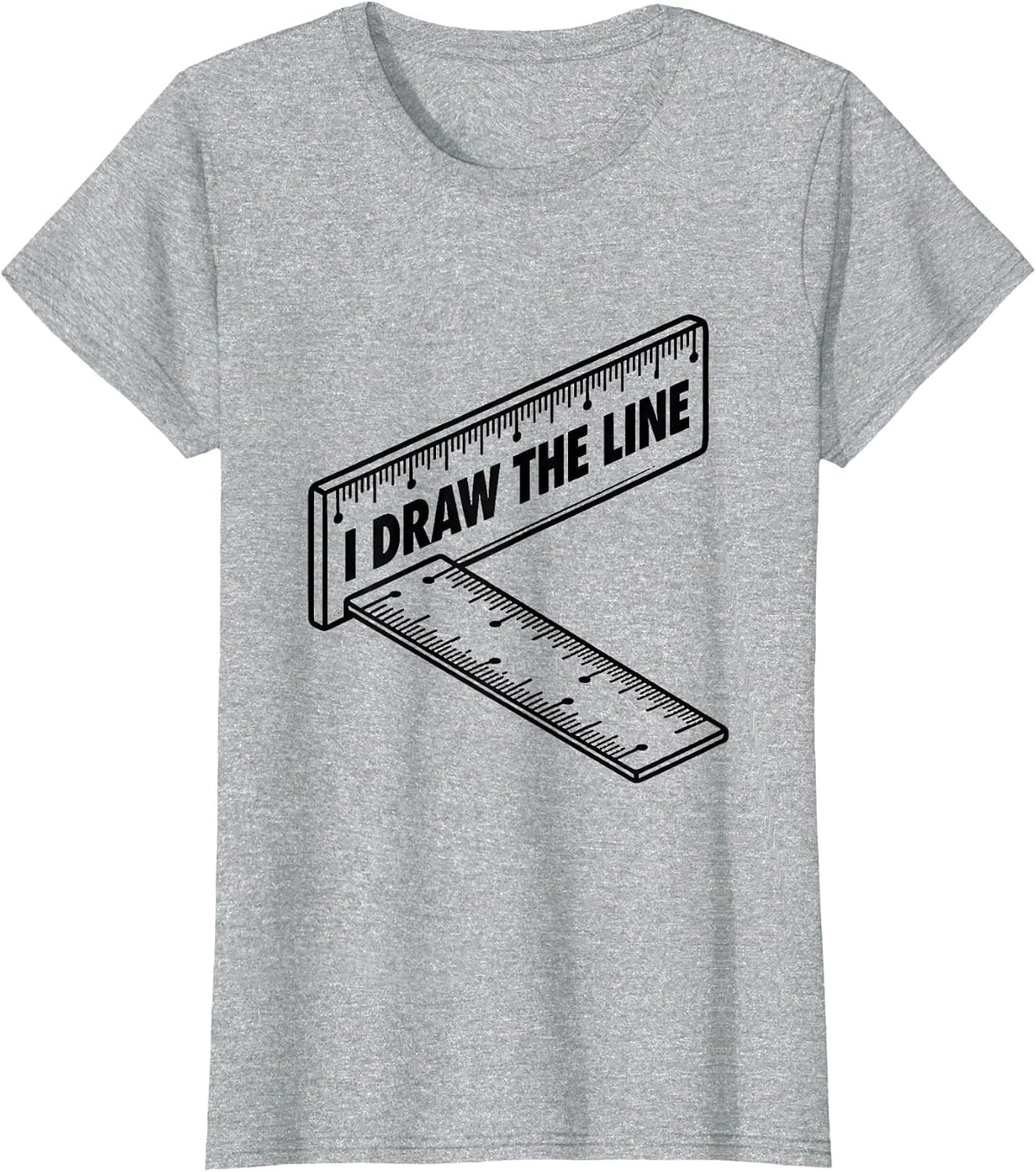 I Draw The Line Funny Math Teacher Pun Humor T-Shirt - Heather Grey