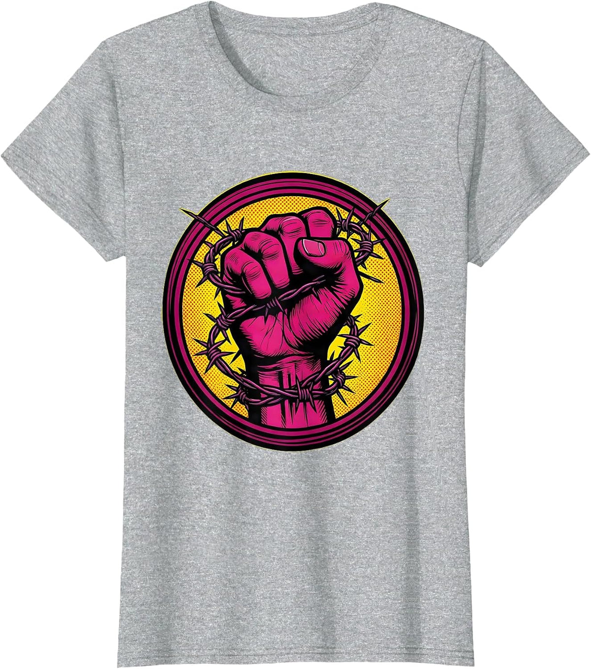 Women's Barbed Wire Fist Graphic Tee – Bold Street Art T-Shirt - Heather Grey