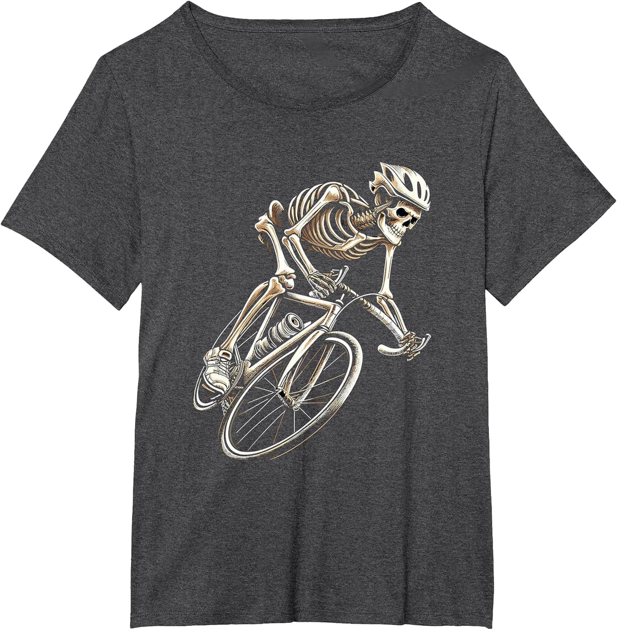 Skeleton Cycling Bike Halloween Bicycle Biking T-Shirt - Dark Heather Grey