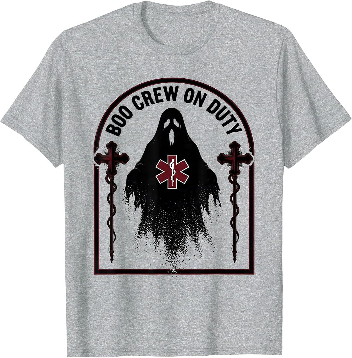Men's Boo Crew On Duty Paramedic Halloween Design T-Shirt - Heather Grey