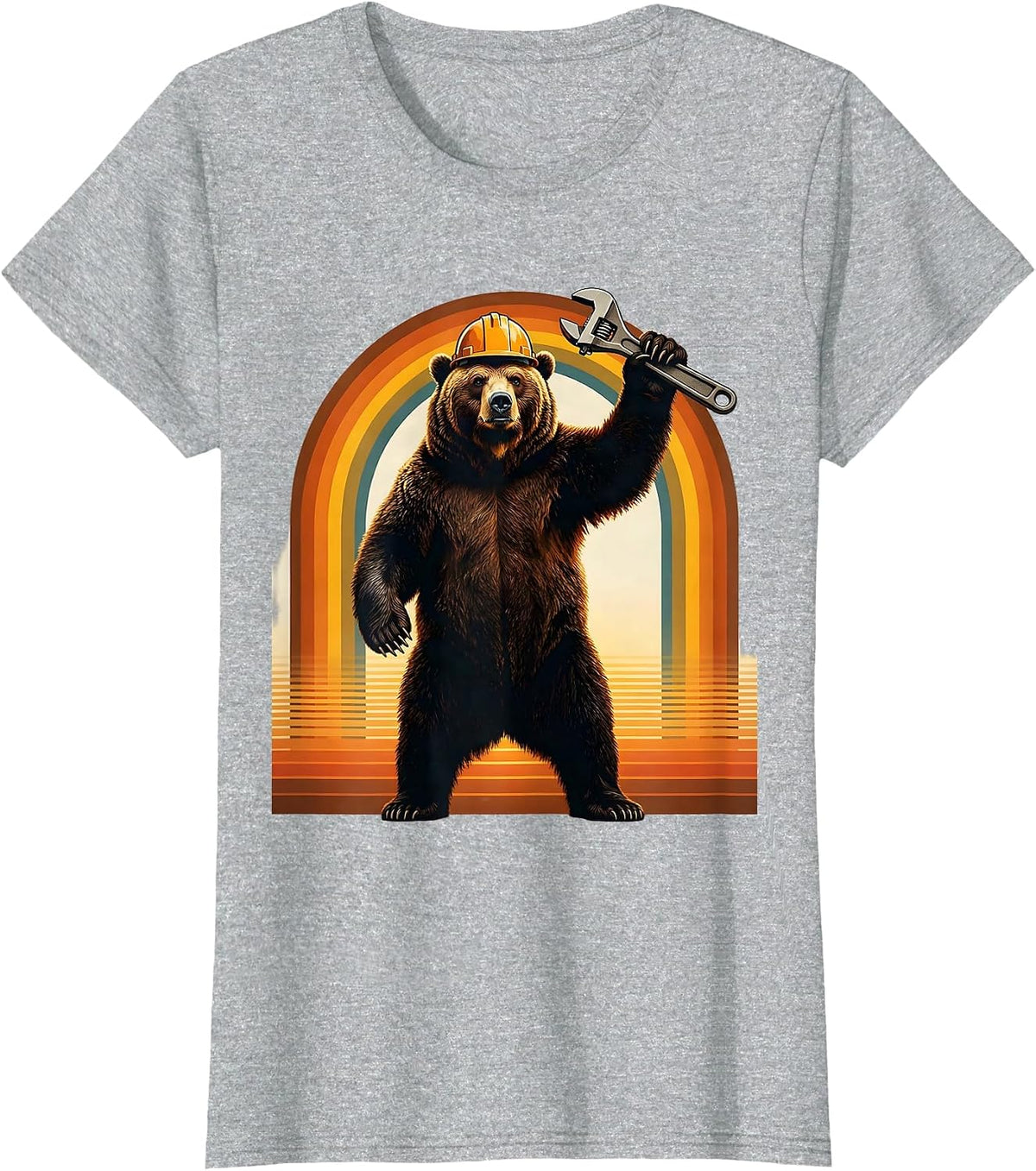 Milwaukee Bear Hardhat Wrench Graphic Tee T-Shirt - Heather Grey