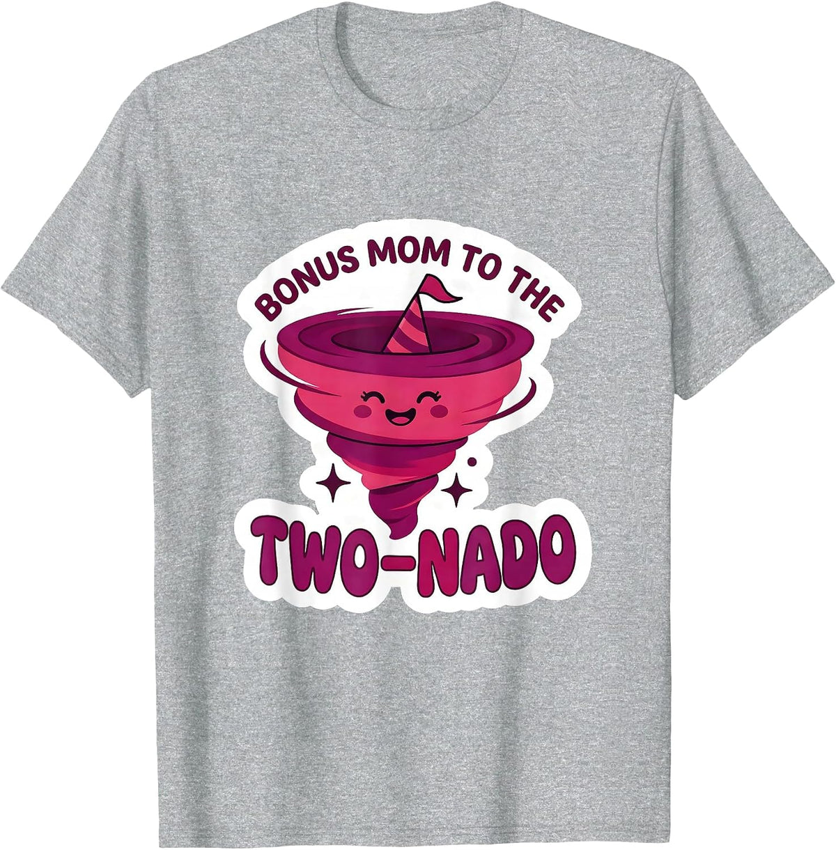 Men's Bonus Mom to the Two-Nado Funny Toddler Birthday Party T-Shirt - Heather Grey