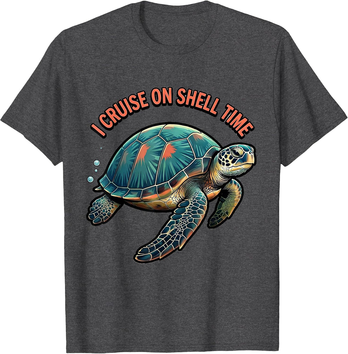 I Cruise On Shell Time Funny Sea Turtle Lover Gift T-Shirt - Dark Heather Grey