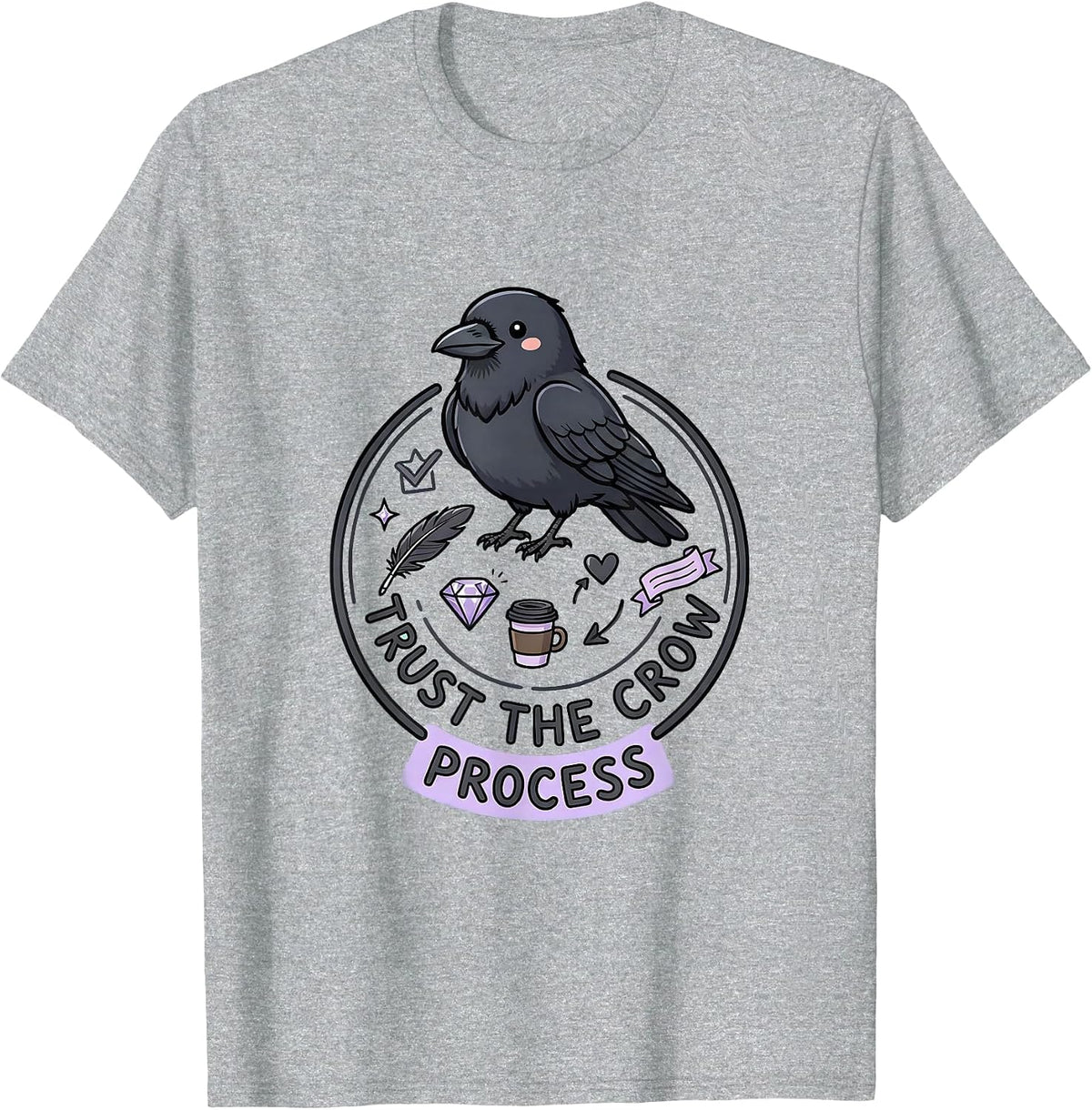 Men's Trust the Crow Process Crow Lover Design T-Shirt - Heather Grey