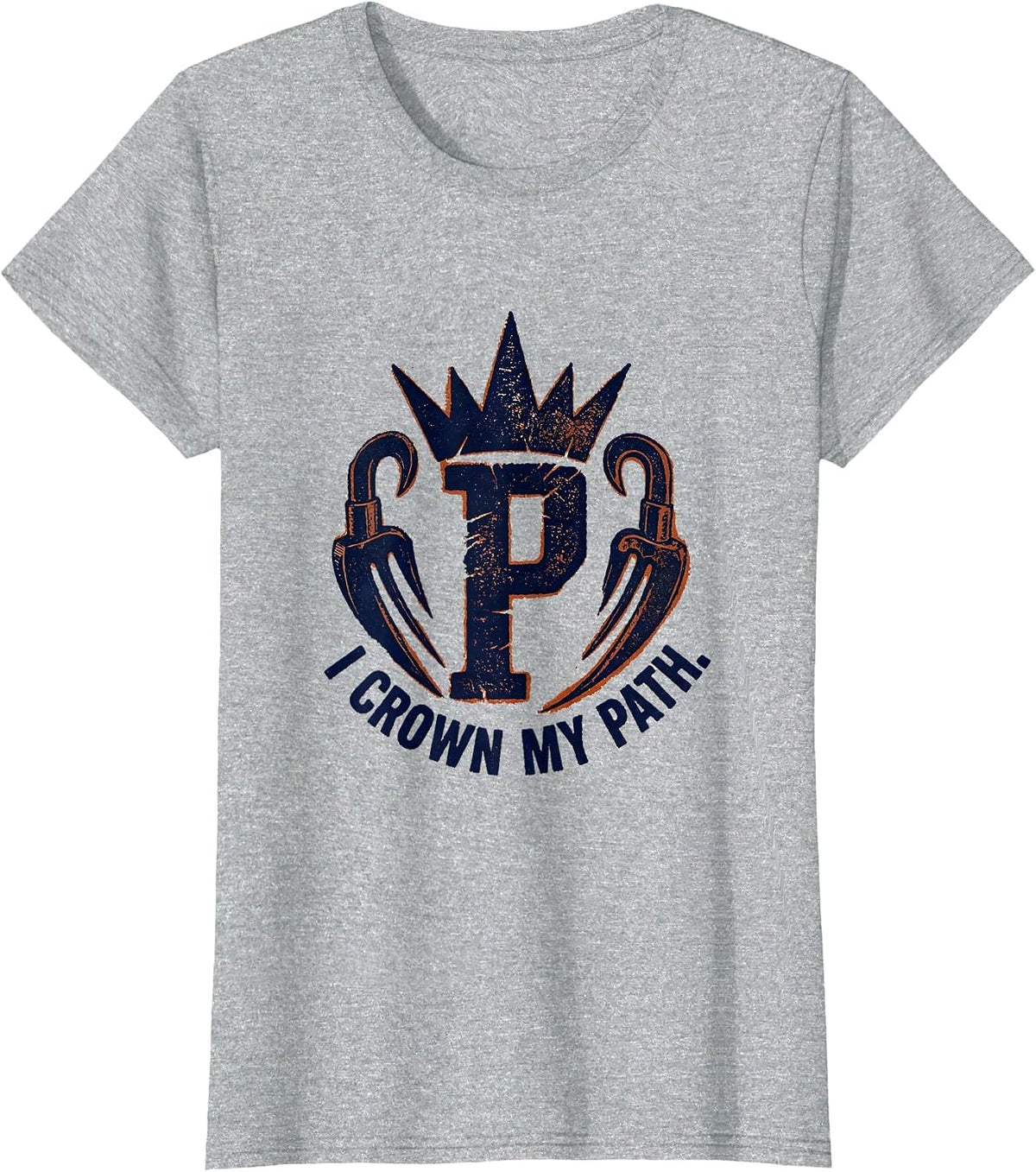 I Crown My Path Rubber Stamp Crown Alphabet Monogram T-Shirt - Heather Grey