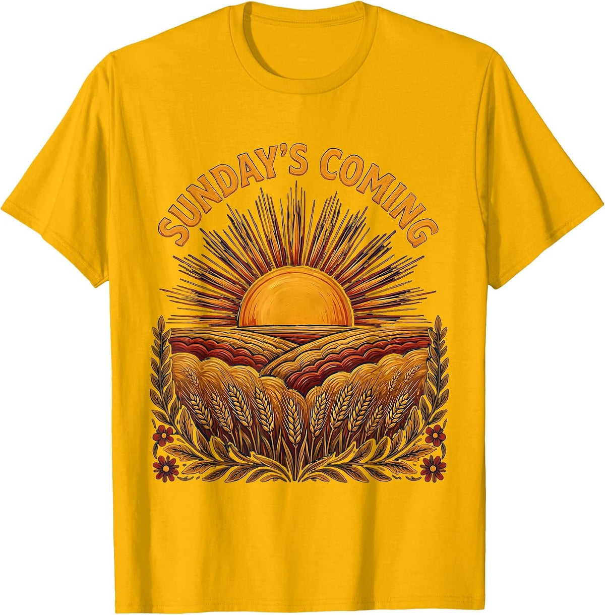 Sunday's Coming Sunrise Faith Graphic Design T-Shirt - Golden Yellow