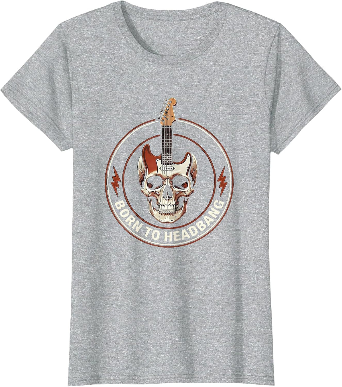 Women's Born to Headbang Metal Band Graphic Design T-Shirt - Heather Grey