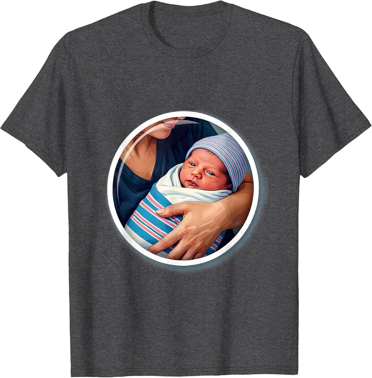 Men's Mother and Newborn Hospital Moment Illustration T-Shirt - Dark Heather Grey