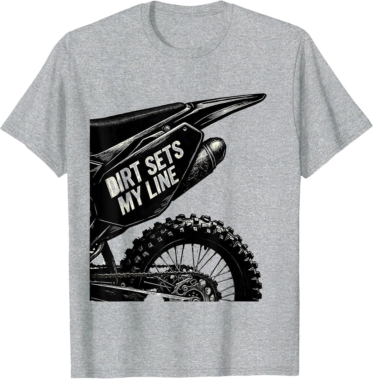 Men's Dirt Sets My Line Rugged Motocross Dirt Bike Rider T-Shirt - Heather Grey