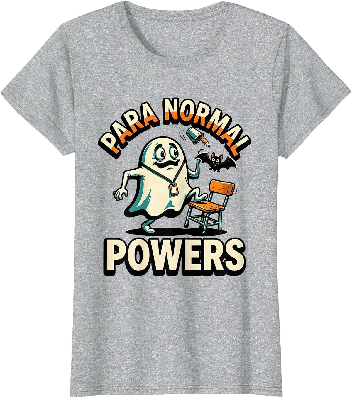 Para Normal Powers Cartoon Ghost Paraprofessional Halloween T-Shirt - Heather Grey
