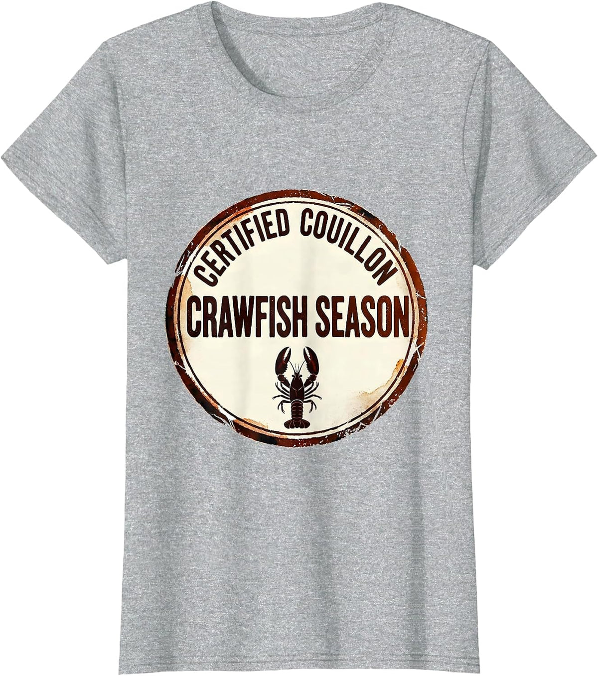 Certified Couillon Crawfish Season Rubber Stamp Mardi Gras T-Shirt - Heather Grey