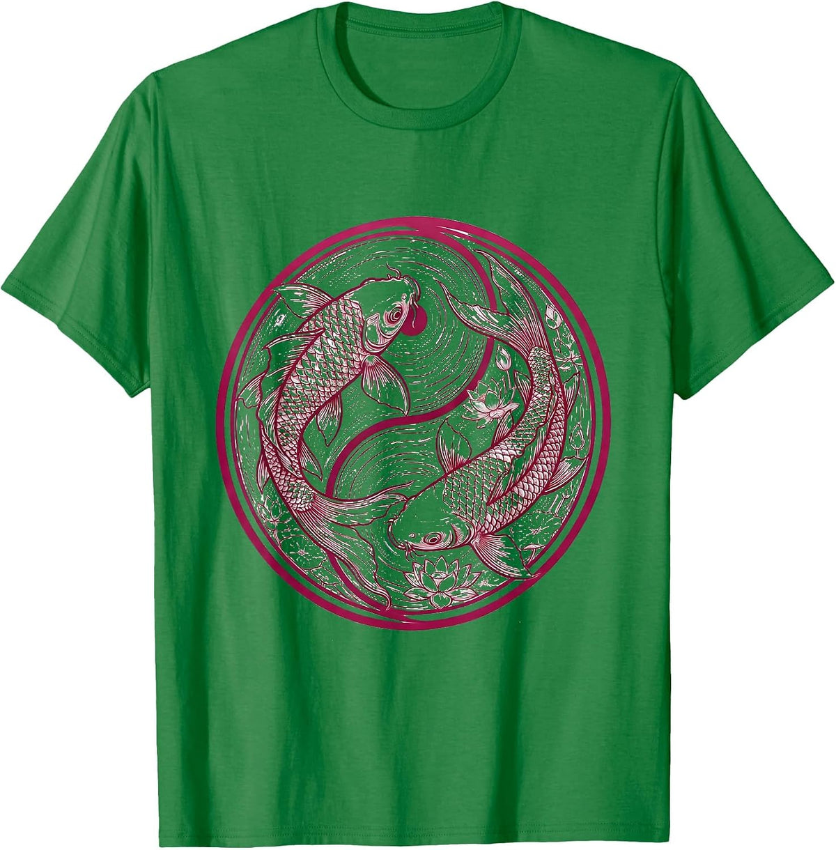 Men's Koi Fish Pink Water Breast Cancer Awareness T-Shirt - Kelly Green