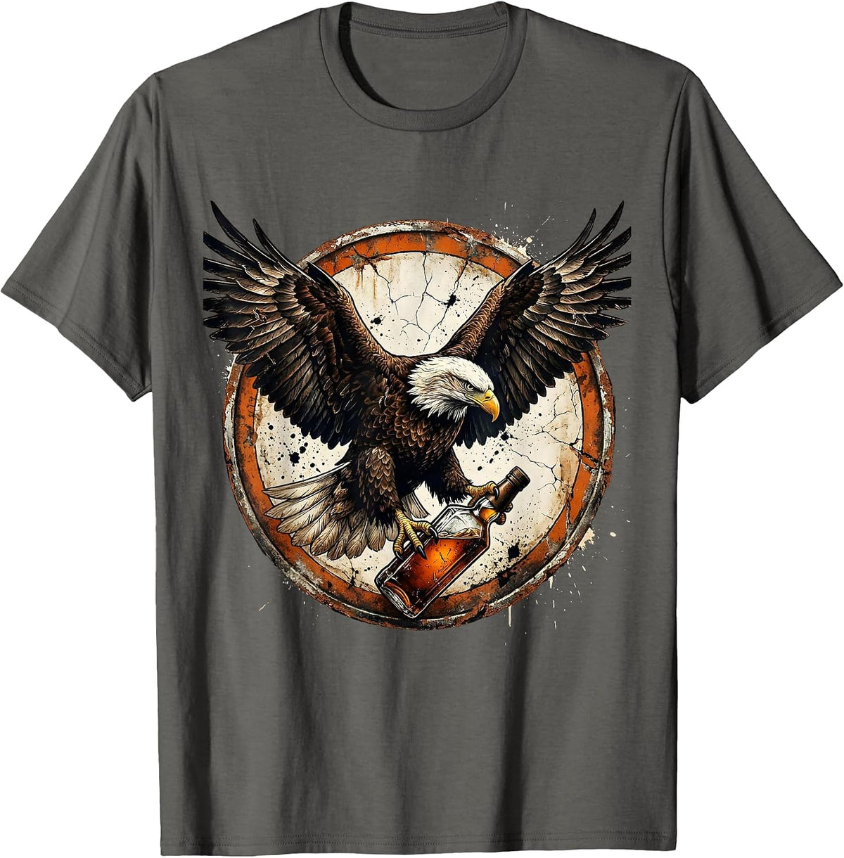 Eagle Whiskey Labor Day Graphic Design T-Shirt - Asphalt Grey