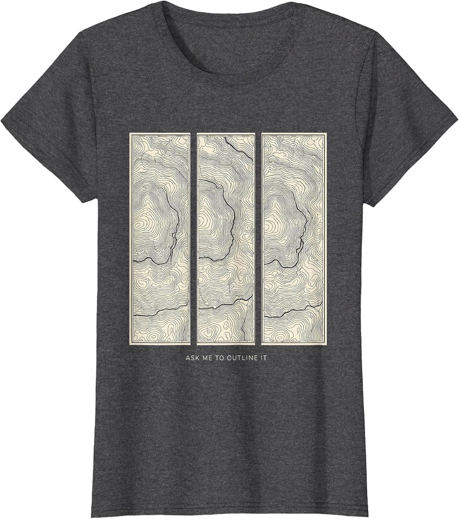 Women's Ask Me To Outline It Funny History Teacher Back To School T-Shirt - Dark Heather Grey