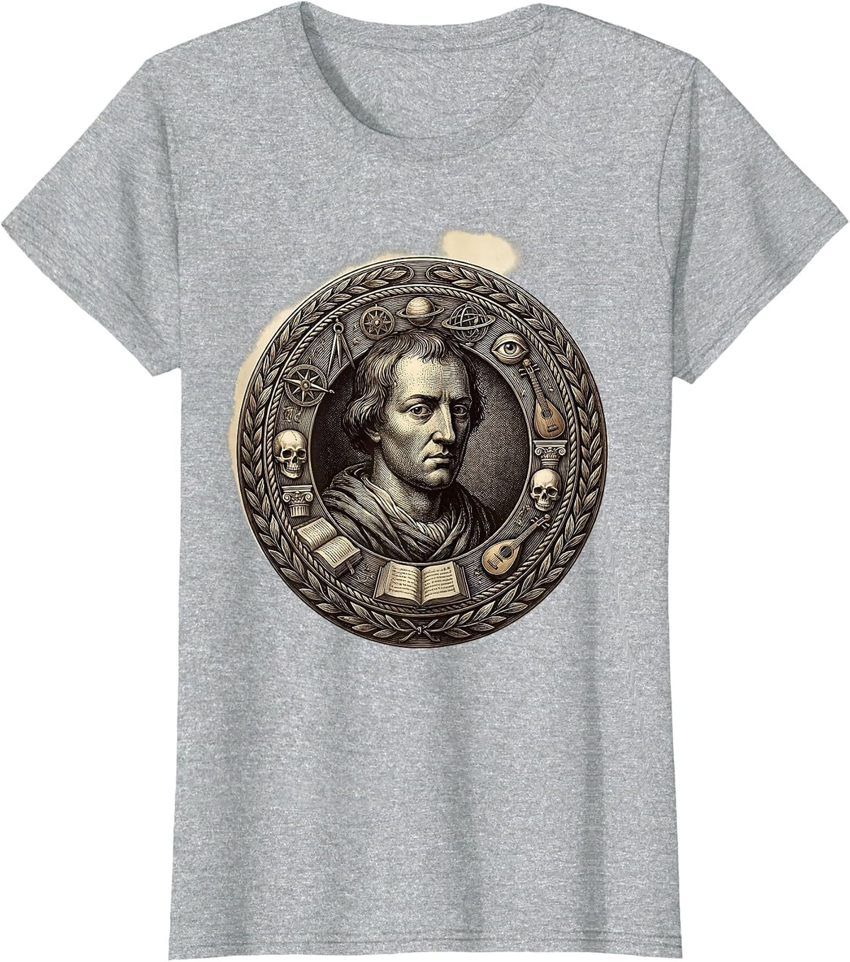 Women's Renaissance Polymath Floating Symbols of Knowledge T-Shirt - Heather Grey