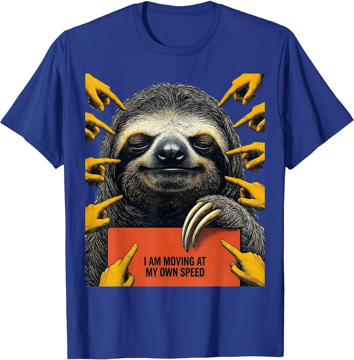 Men's I Am Moving At My Own Speed Funny Sloth Lover Gift T-Shirt - Royal Blue