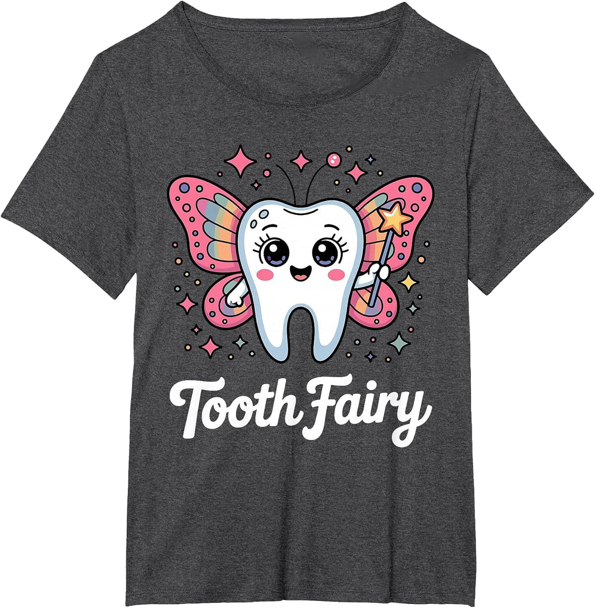 Funny Tooth Fairy Design for Men Women Kids Teeth Toothfairy T-Shirt - Dark Heather Grey
