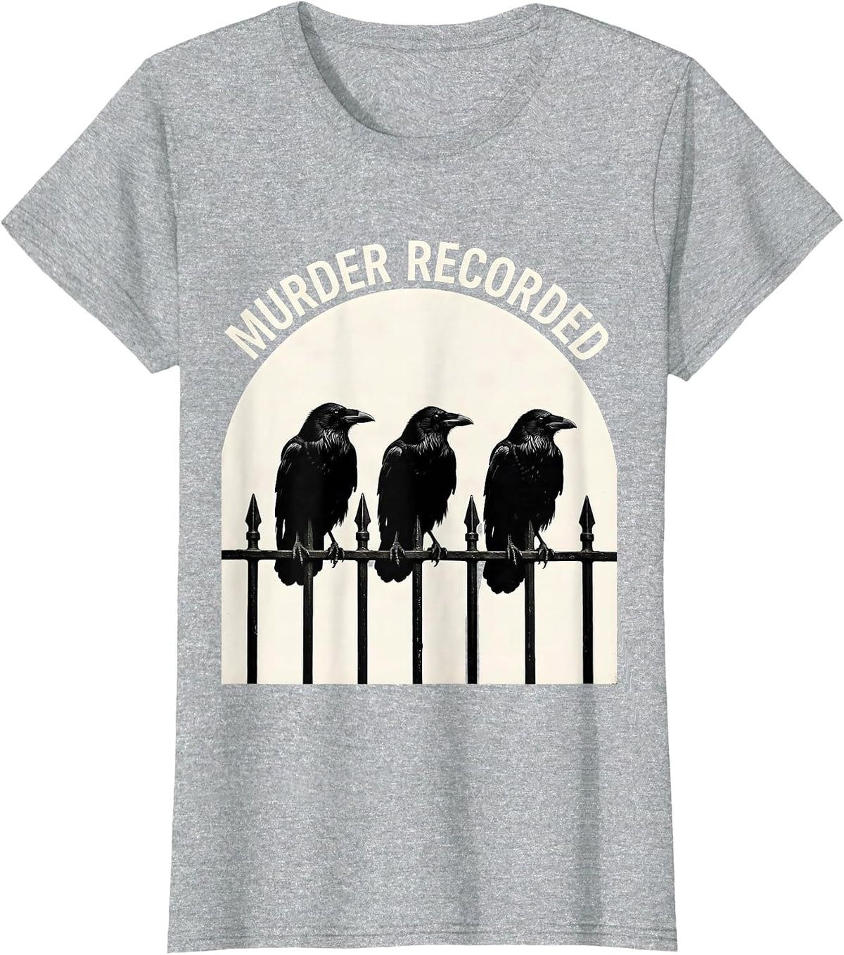 Murder Recorded Dark Humor Gothic Crow Raven Bird Lover T-Shirt - Heather Grey