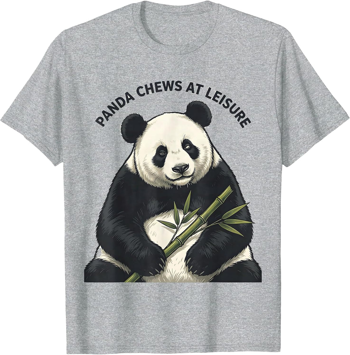 Men's Panda Chews At Leisure Funny Cute Panda Lover Animal Humor T-Shirt - Heather Grey