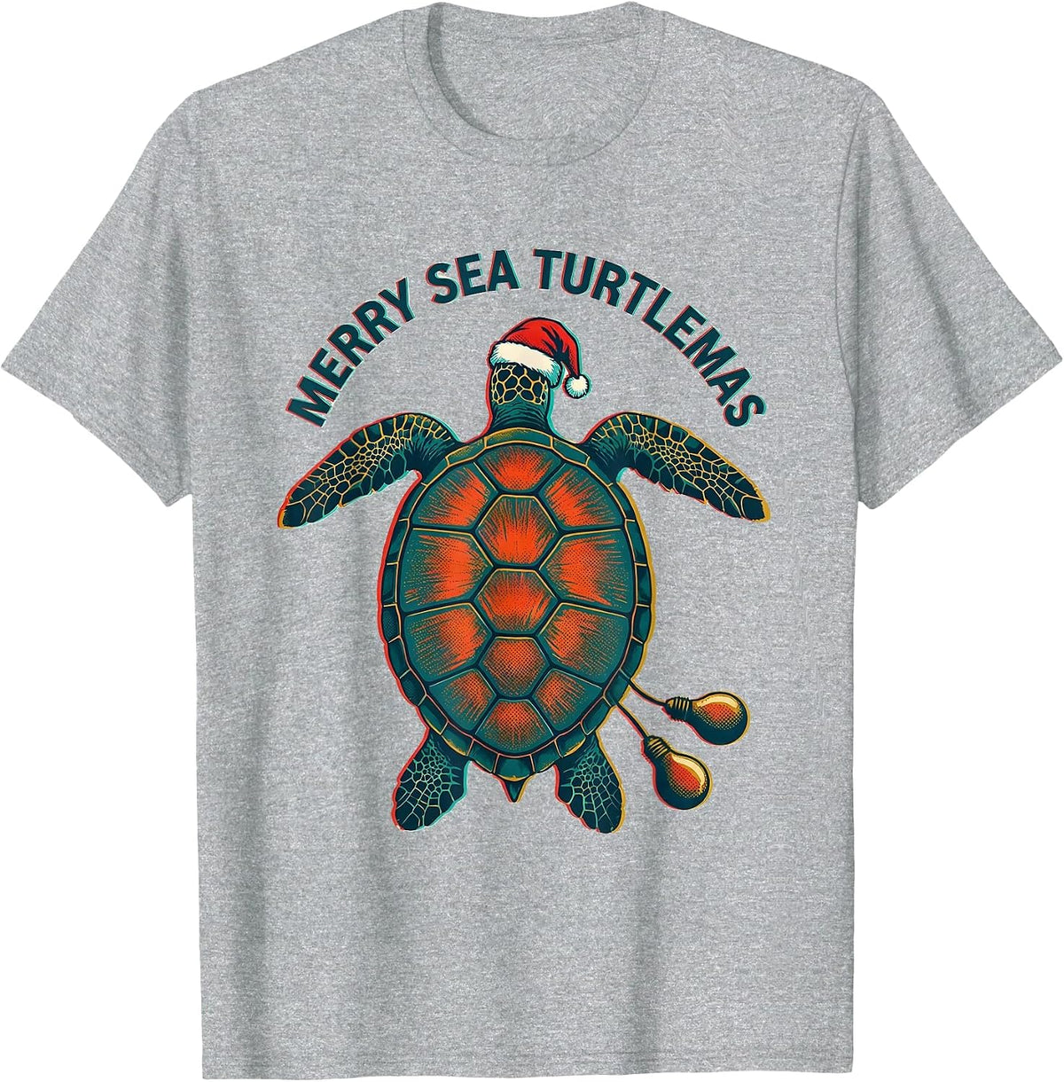 Men's Merry Sea Turtlemas Whimsical Sea Turtle Lover Christmas T-Shirt - Heather Grey