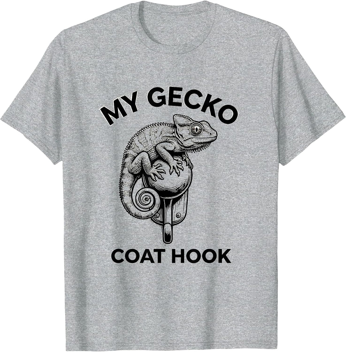 Men's My Gecko Coat Hook Funny Reptile Lover Gecko Owner Gift T-Shirt - Heather Grey