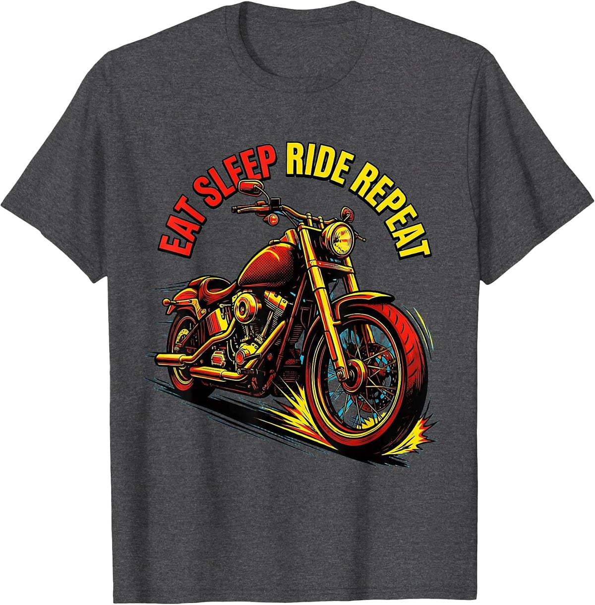 Eat Sleep Ride Repeat Motorcycle Design for Men T-Shirt - Dark Heather Grey