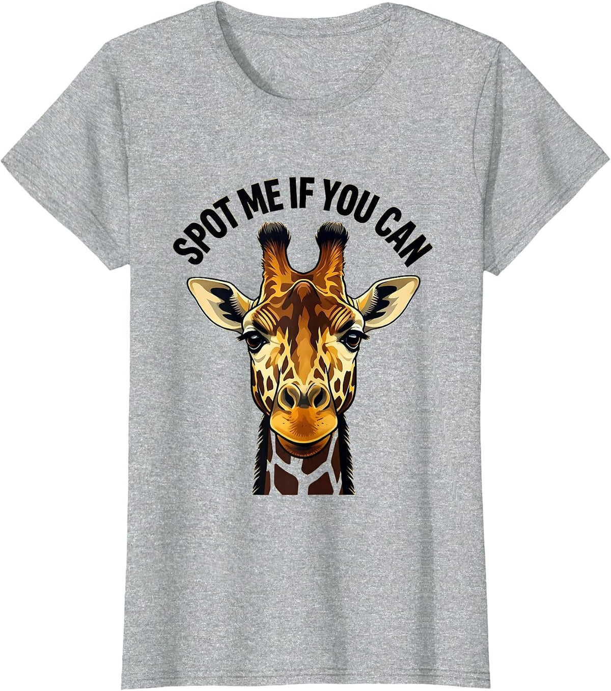 Spot Me If You Can Giraffe Design T-Shirt - Heather Grey