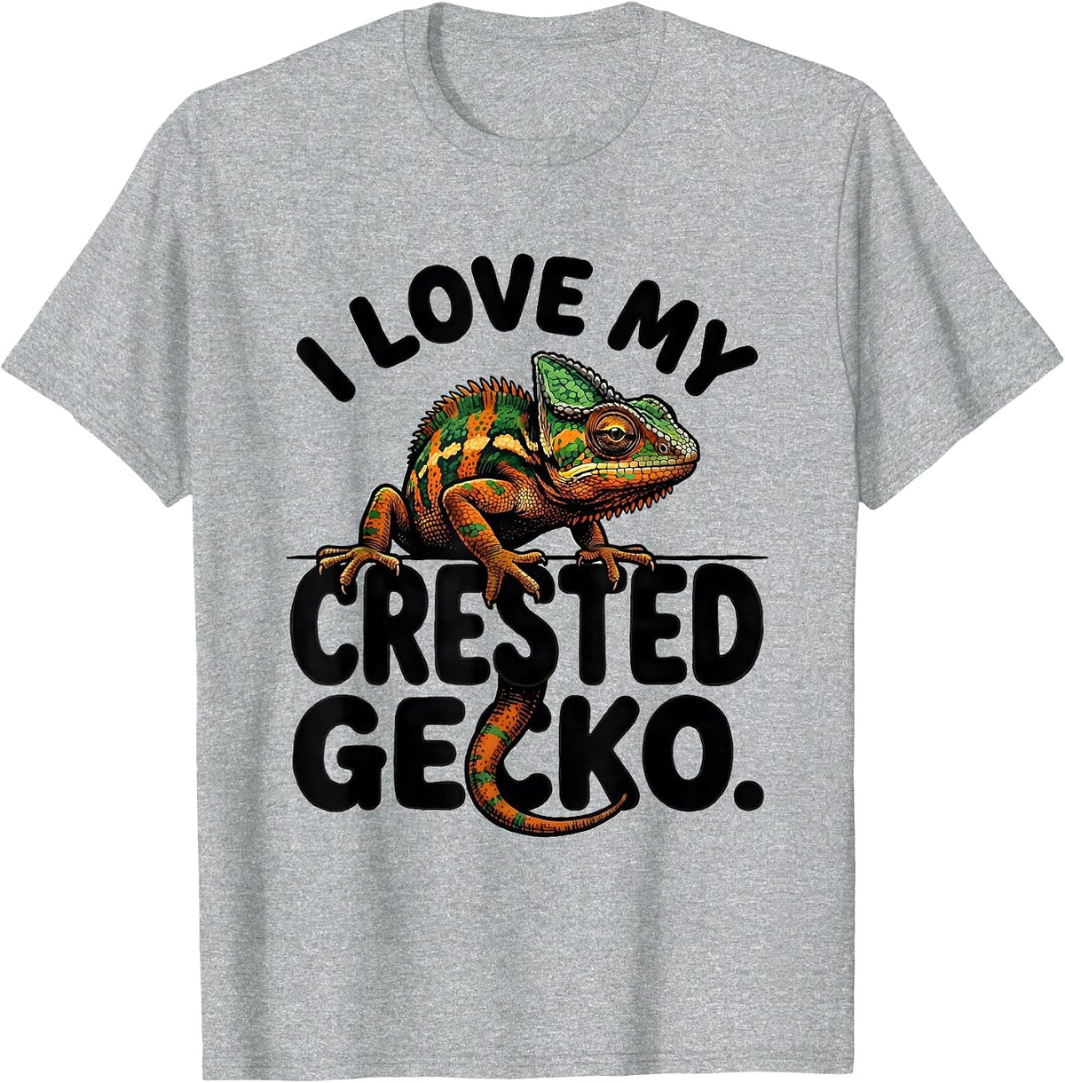 Men's I Love My Crested Gecko Reptile Lover Pet Owner Gift T-Shirt - Heather Grey