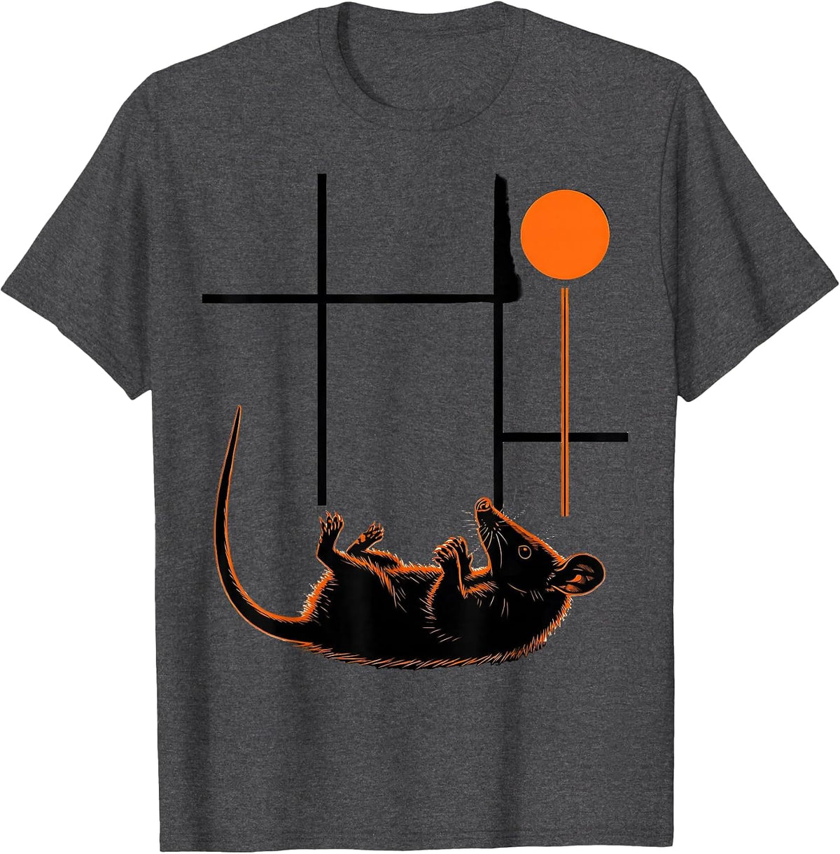 Opossum Moon Halloween Gothic Spooky Novelty T-Shirt - Dark Heather Grey