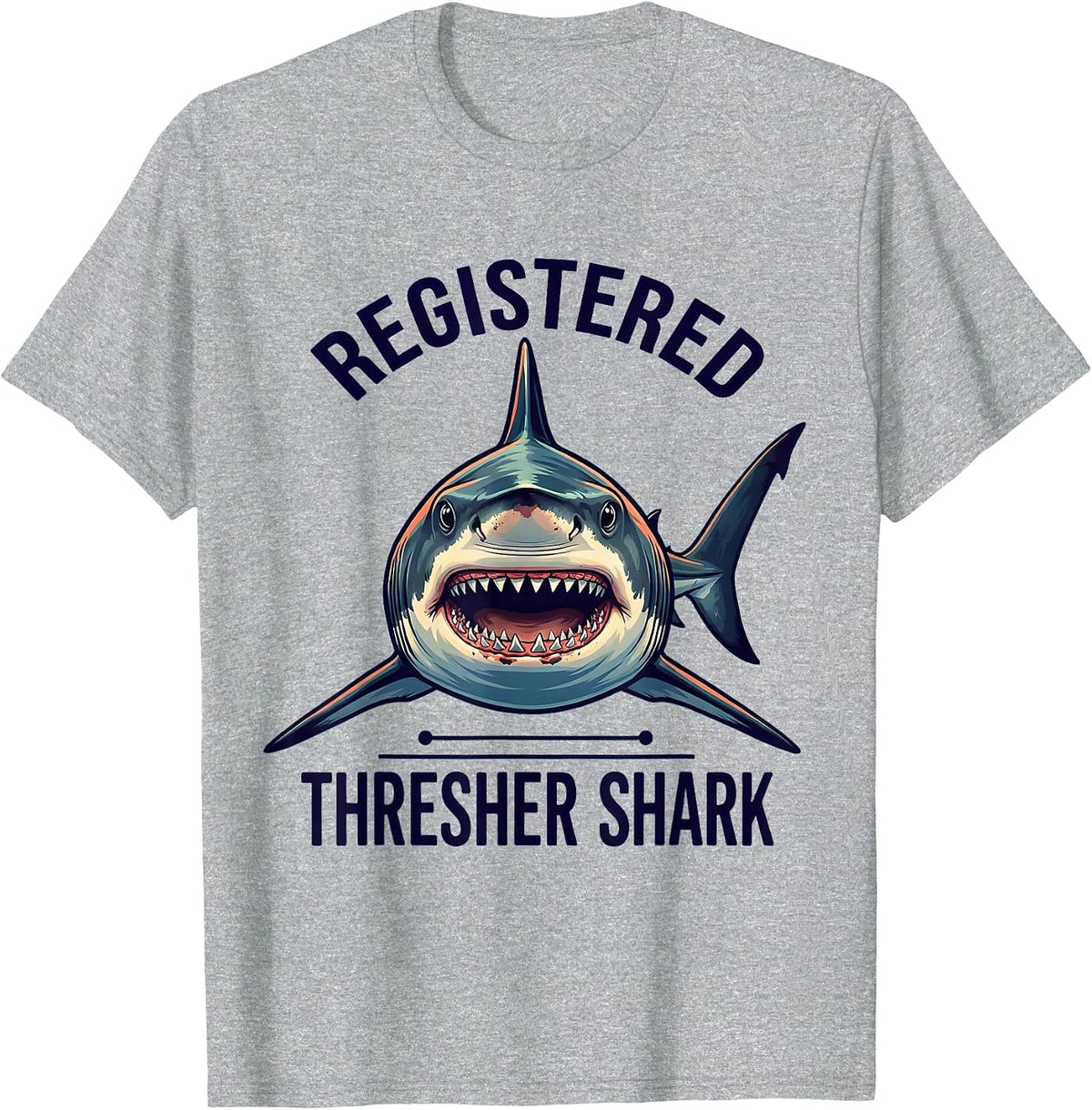 Men's Registered Thresher Shark Funny Shark Lover Ocean Wildlife T-Shirt - Heather Grey