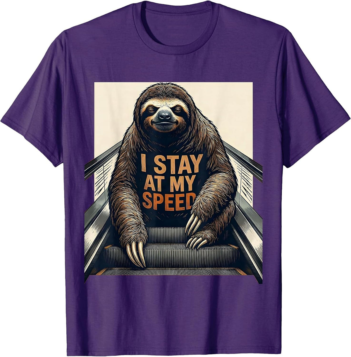 I Stay At My Speed Funny Sloth Lover Gift T-Shirt - Purple