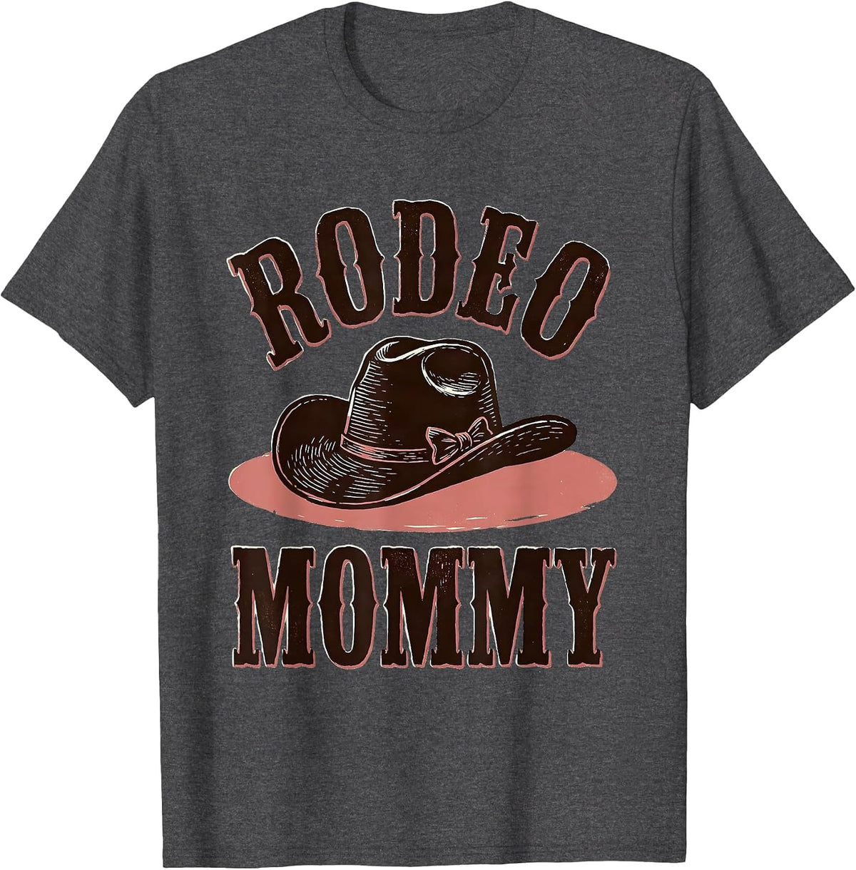 Rodeo Mommy Pink CowGirl Coquette Boots Birthday Girl T-Shirt - Dark Heather Grey