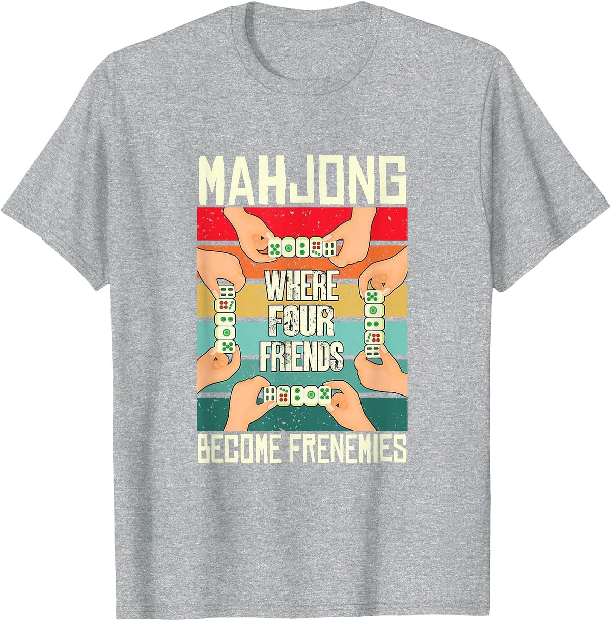 Vintage Mahjong Where Four Friends Become Frenemies T-Shirt - Heather Grey