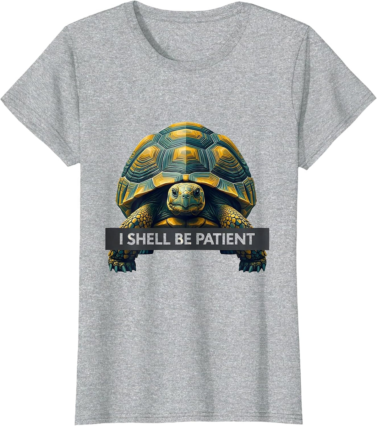 Women's I Shell Be Patient Midcentury Modern Turtle Lover Gift T-Shirt - Heather Grey