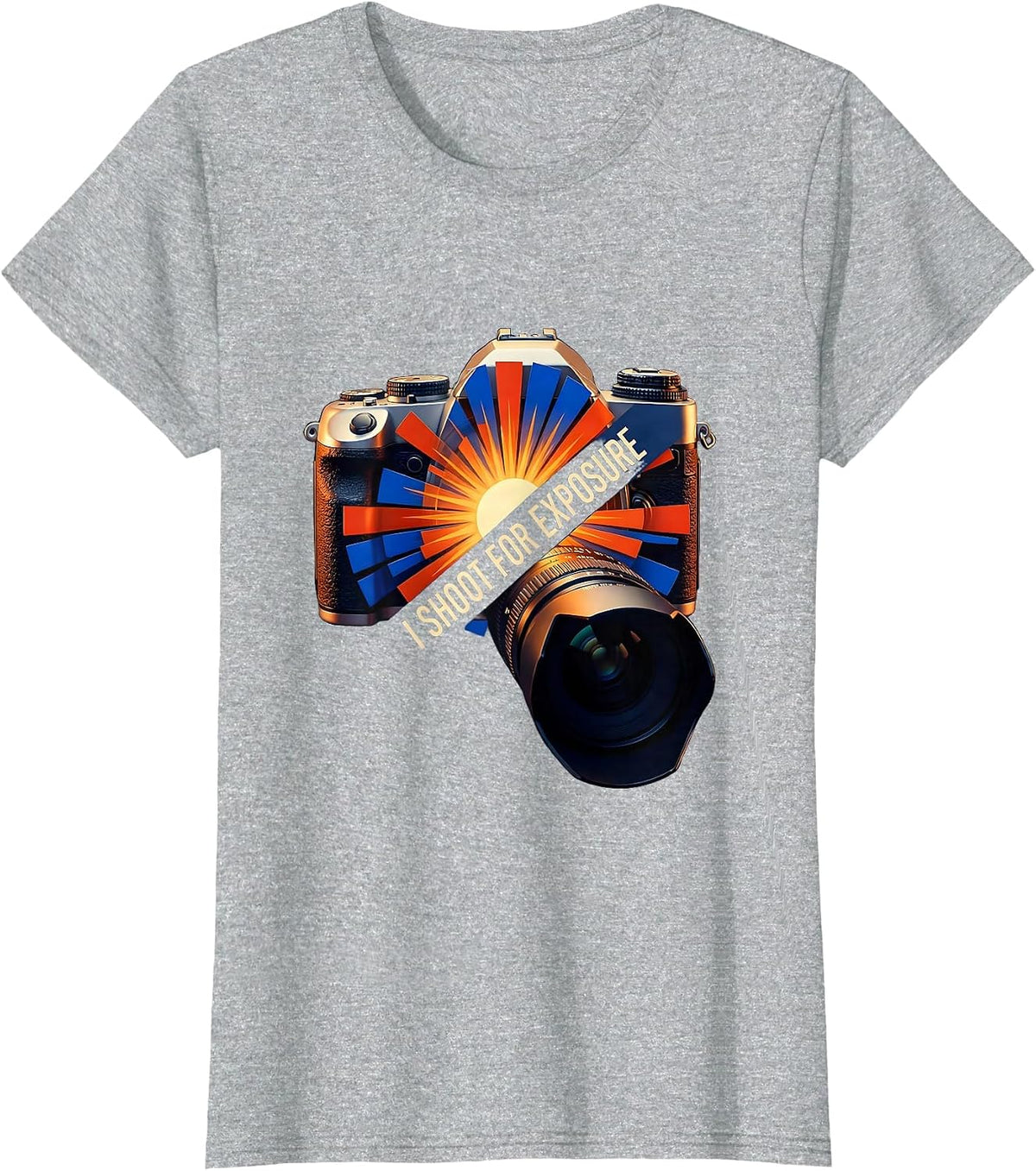 I Shoot For Exposure Funny Photography Hobbyist Camera Gear T-Shirt - Heather Grey