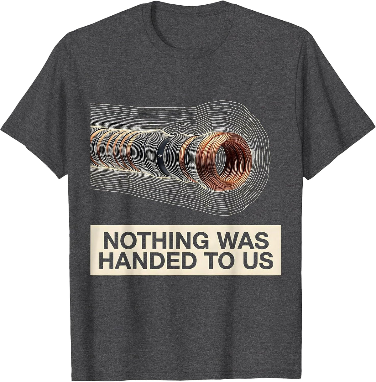Men's Nothing Was Handed To Us Topographic Contour Union Strong T-Shirt - Dark Heather Grey