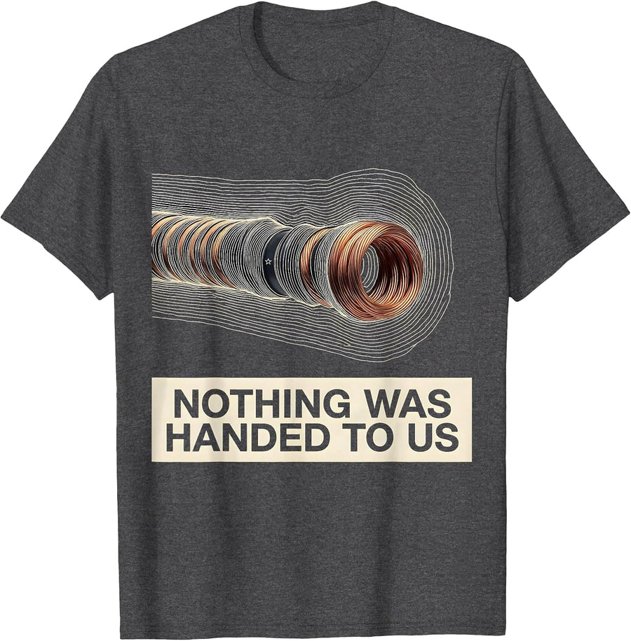 Men's Nothing Was Handed To Us Topographic Contour Union Strong T-Shirt - Dark Heather Grey