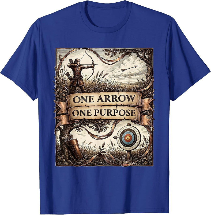 One Arrow One Purpose Archery Focus Design T-Shirt - Royal Blue
