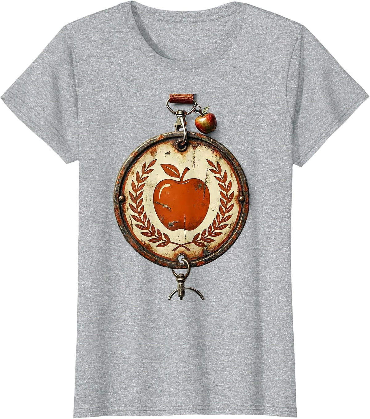 Paraprofessional Teacher Badge Lanyard Apple Charm T-Shirt - Heather Grey
