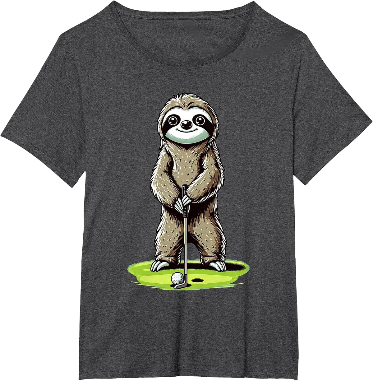 Sloth Playing Golf Funny Golfing Lover Golfer T-Shirt - Dark Heather Grey