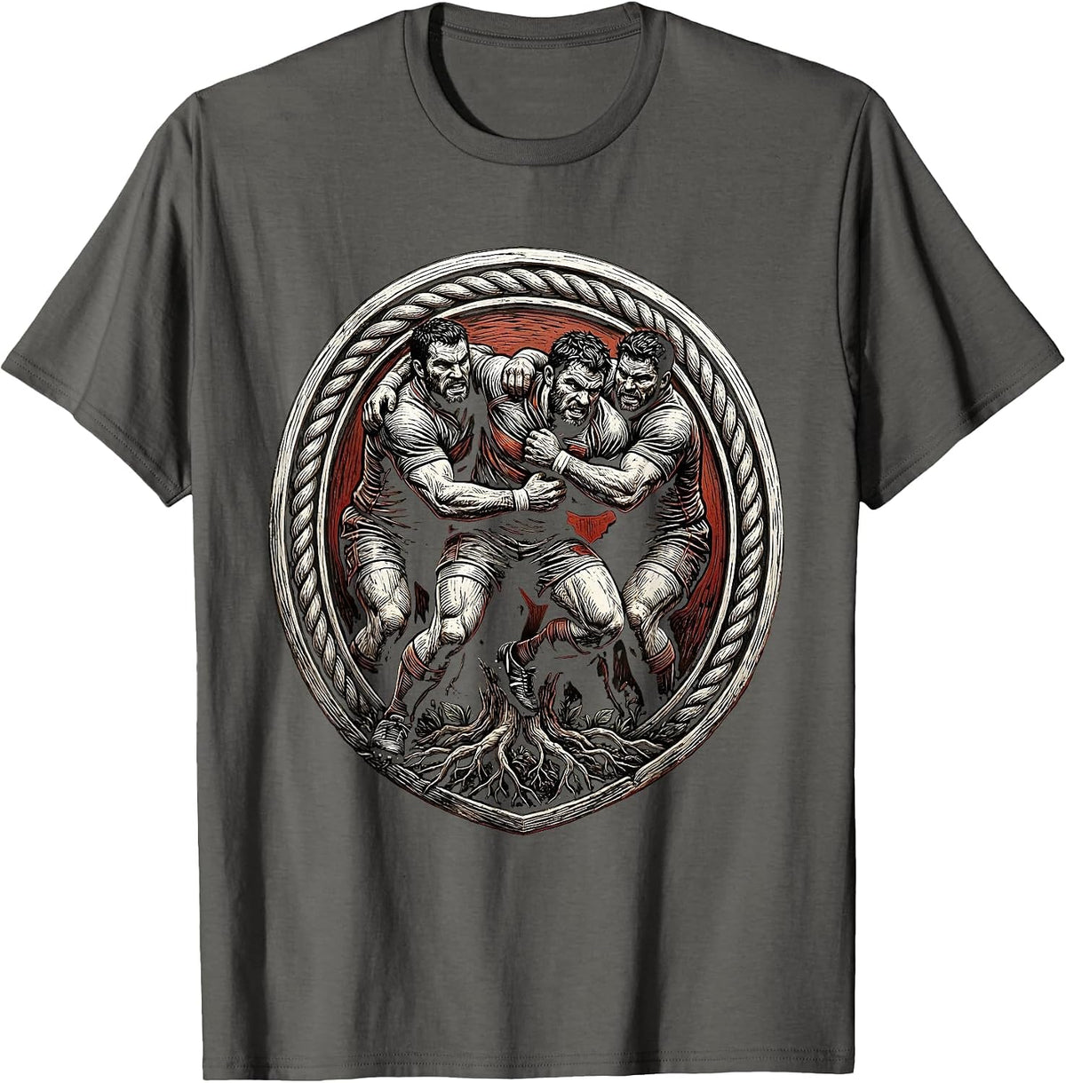 Men's Rugby Maul Formation Graphic Illustration T-Shirt - Asphalt Grey