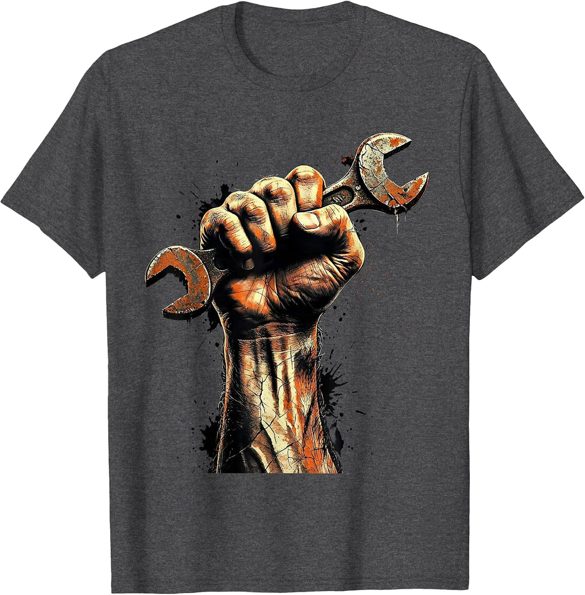 Men's Rosie the Riveter Wrench Fist Power Graphic T-Shirt - Dark Heather Grey