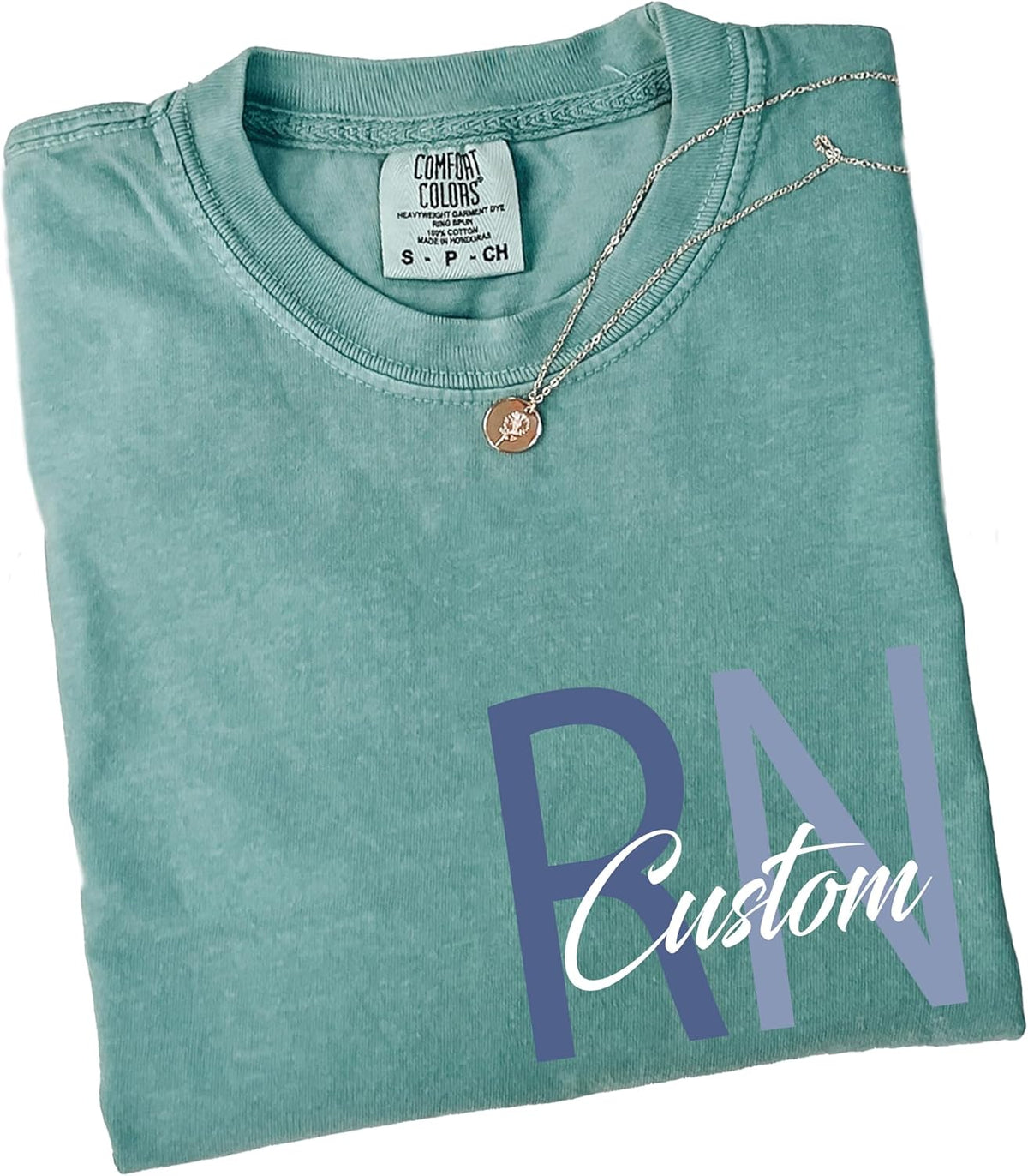 Custom Registered Nurse Comfort Colors® T-Shirt, Personalized Name Nurse Shirt - Blue