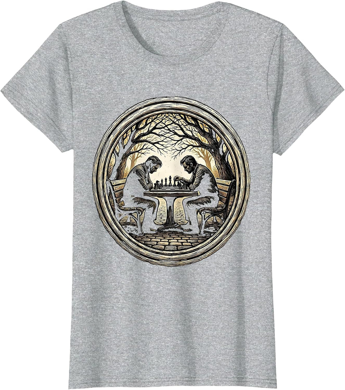 New York Chess Players in the Park Illustration T-Shirt - Heather Grey