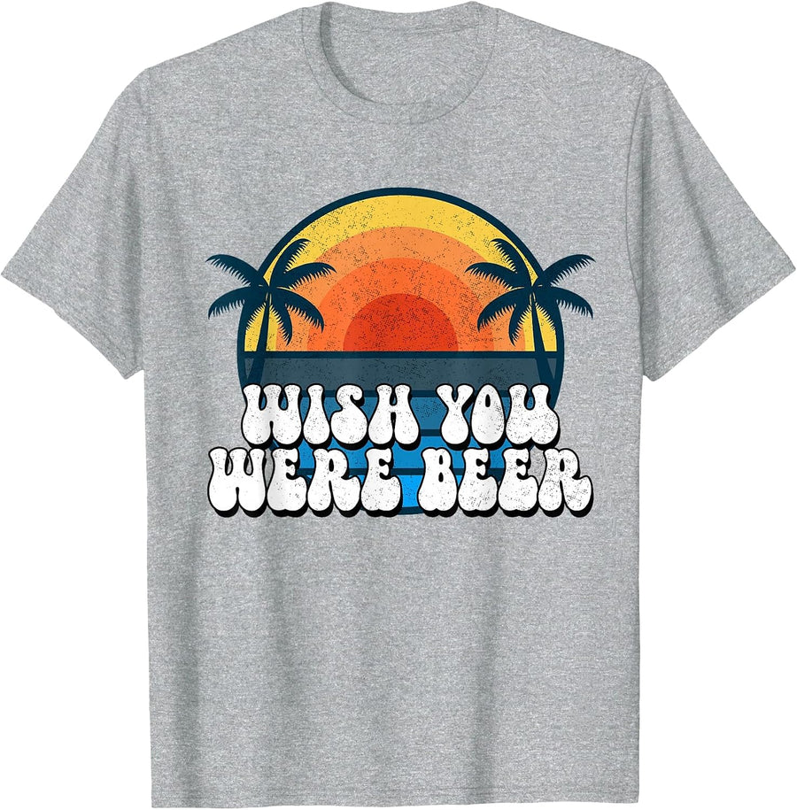 Wish You were Beer Vintage Craft Beer Home Brewing Brewery T-Shirt - Heather Grey